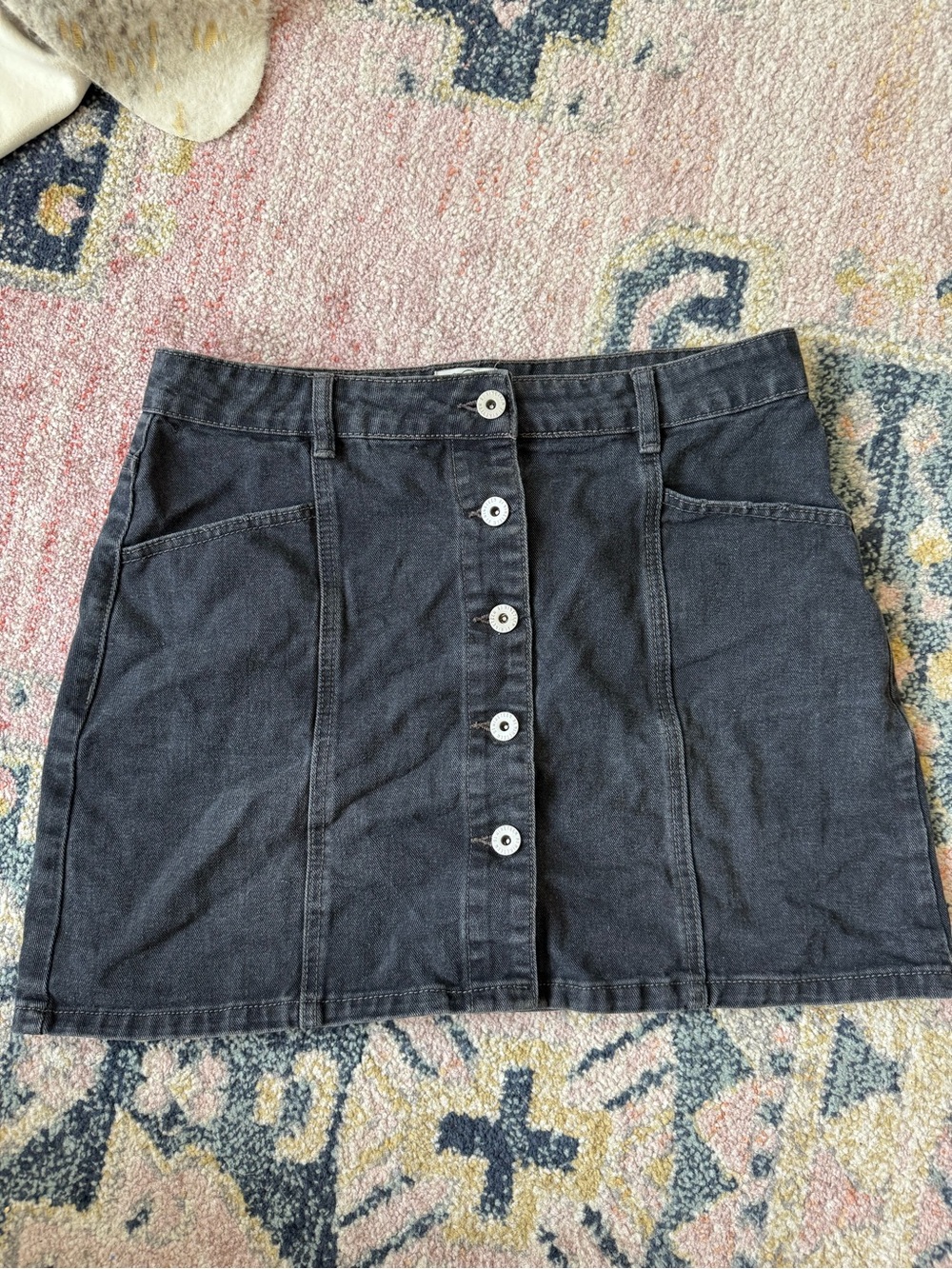 black denim button front mini skirt size 8